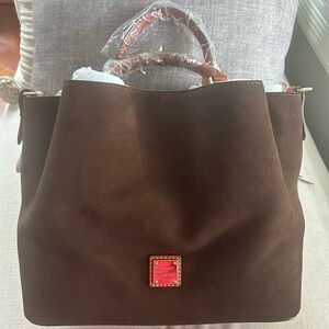 Dooney & Bourke Large Suede Barlow Brown Tmoro Elegant Tote